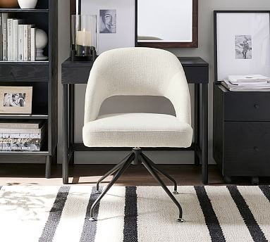 Hartley Upholstered Swivel Desk Chair | Pottery Barn (US)