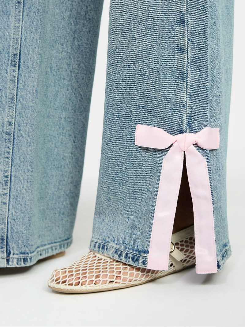No Boundaries Baggy Jeans with Side Bow, Women’s 00-18 | Walmart (US)