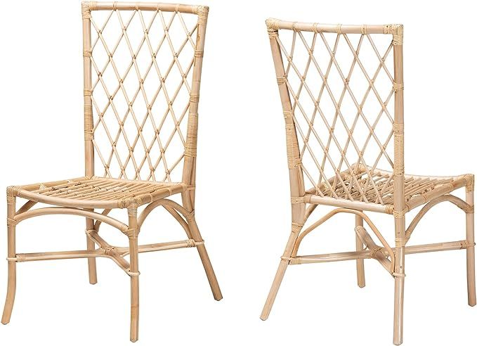 Baxton Studio Doria Natural Rattan Dining Chair, 2-Piece Set | Amazon (US)