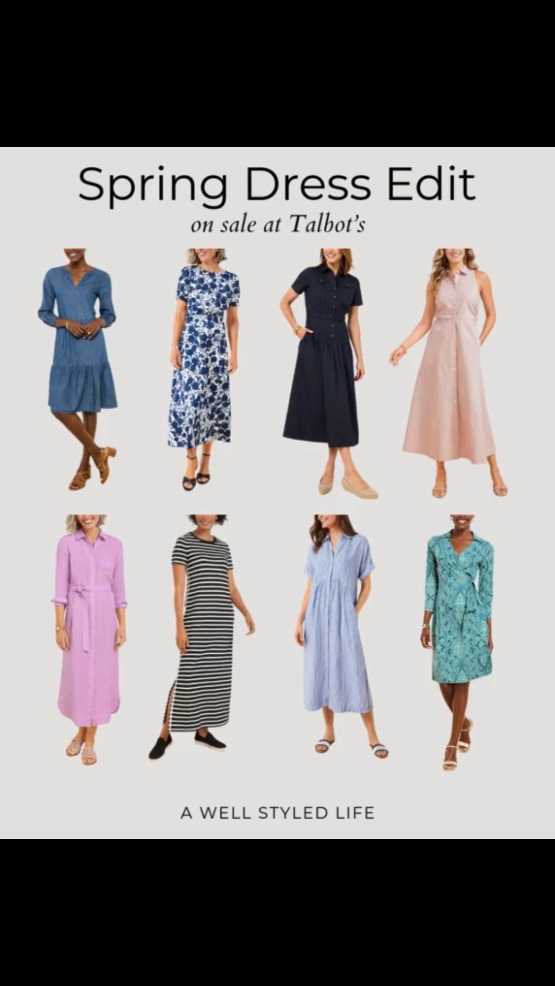 Spring Dress Edit 🌸
 So many fresh, flattering styles perfect for everything from weekend brunch to vacation strolls — and they’re all on sale at Talbot’s right now! 💐✨ Whether you’re into classic shirtdresses, effortless stripes, or soft feminine prints, there’s something here to love. I’ve linked  my favorites here. 


#Fashionover50 #LTKOver50Style #fashion #outfitinspiration #outfit #springoutfit #springfashion #transitionoutfit #springstyle #LTKSpringStyle #EffortlessChic #ClassicCasual #TalbotsStyle #Talbots #Dress #SpringDresses #DressesOver50

#LTKSaleAlert #LTKStyleTip #LTKOver40
