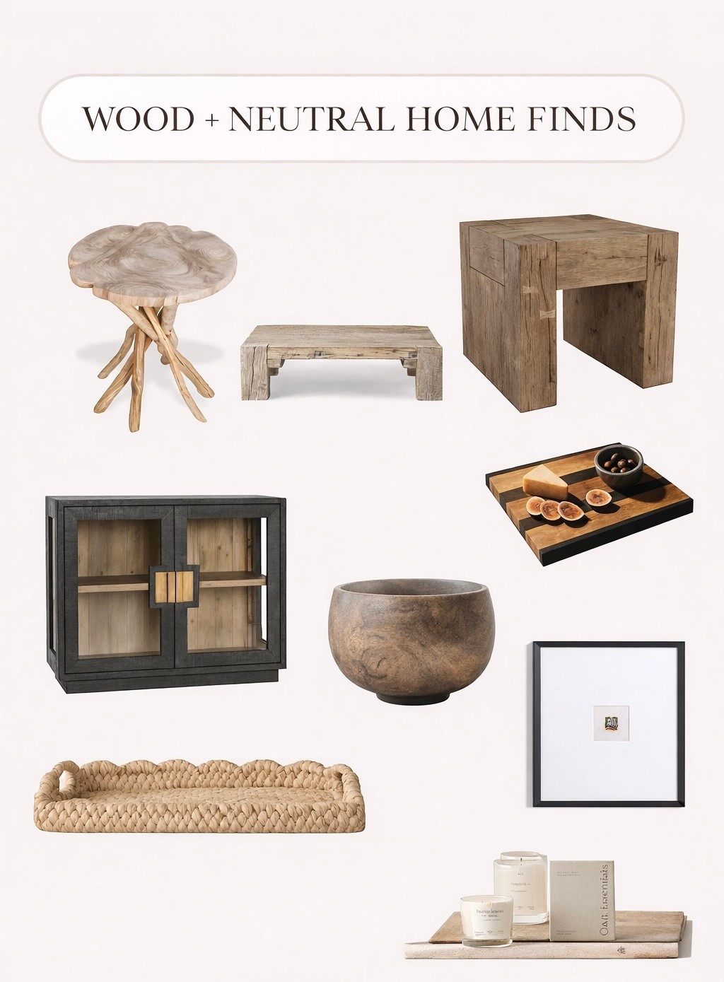 Wood + Neutral Home Finds

These are the pieces I’m currently loving for adding warmth and texture while keeping everything neutral and elevated. A mix of solid wood accents, natural textures, and a simple black frame to balance it all out.

I always like combining organic wood tones with a little contrast (like the black cabinet and frame) to keep things from feeling too flat. These are perfect for styling shelves, consoles, or coffee tables in a way that feels curated but still effortless.

Such good finds if you’re going for that rustic modern, high-end look for less.

Shop all of these pieces through my links.

#LTKHome #LTKSaleAlert
