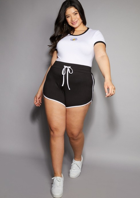 Plus Black Super Soft Knit Dolphin Shorts | rue21