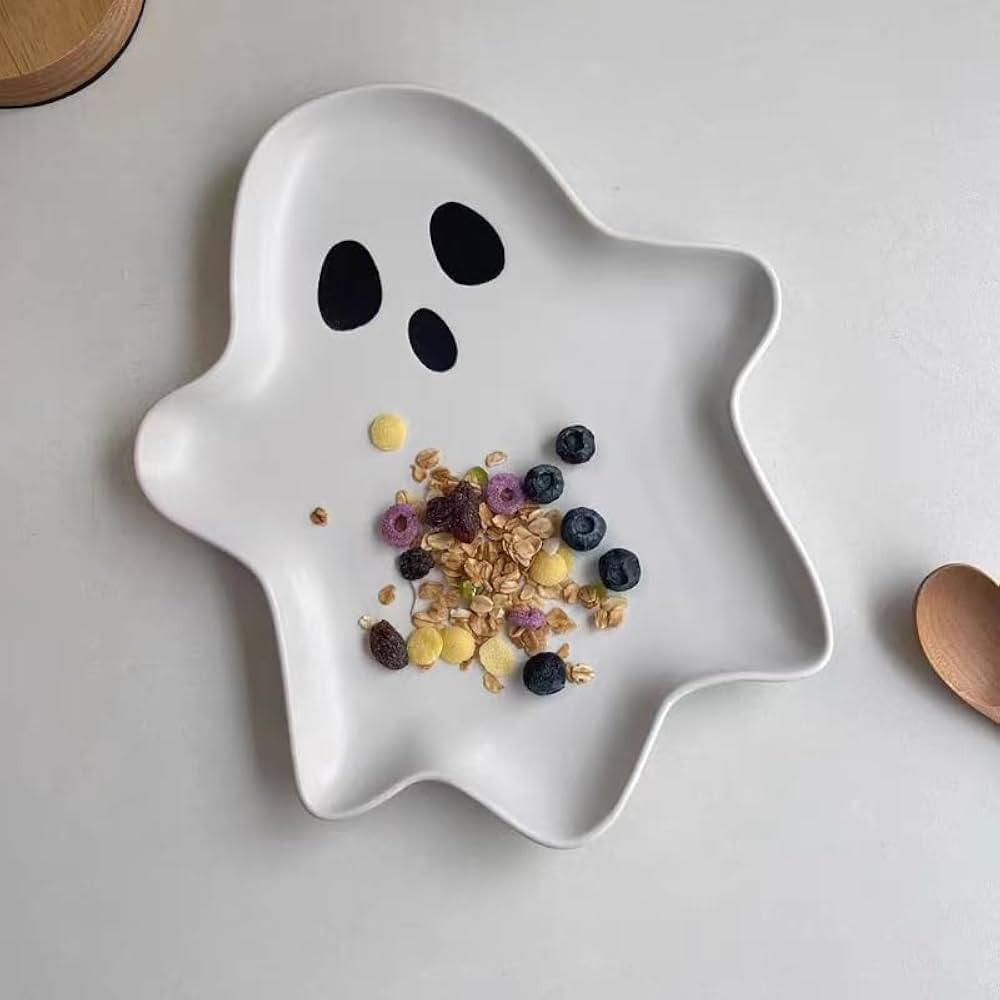 LYAPEONY Ceramic Ghost Plate (10.6 * 9.1in) | Reusable Halloween Plate for Everything from Desser... | Amazon (US)
