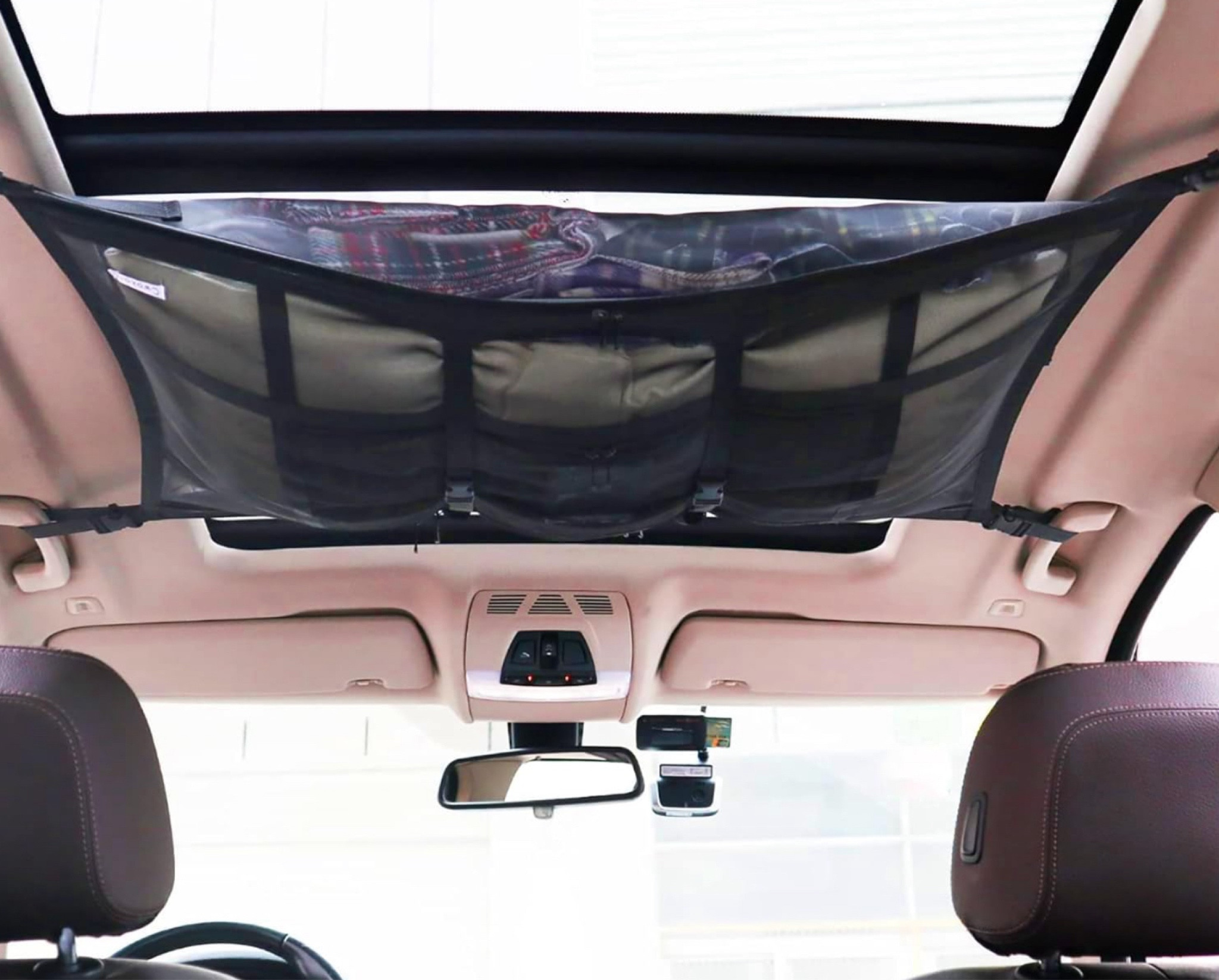 Car Ceiling Cargo Net for SUV 31"X21" Black Color Nylon Materials Strengthen Load-Bearing and Droop Less Car Ceiling Storage Cargo Net SUV Long Road Trip Camping Interior Accessories

#LTKFamily #LTKTravel