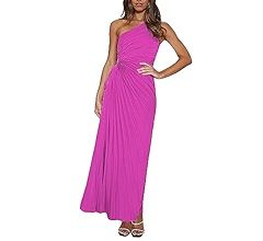 Achlibe Women One Shoulder Cut Out Waist Pleated Dress Y2k Asymmetrical Formal Cocktail Party Wed... | Amazon (UK)