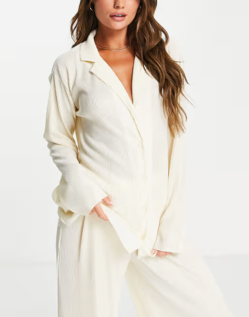 ASOS DESIGN plisse longline beach co ord	in ivory | ASOS | ASOS (Global)