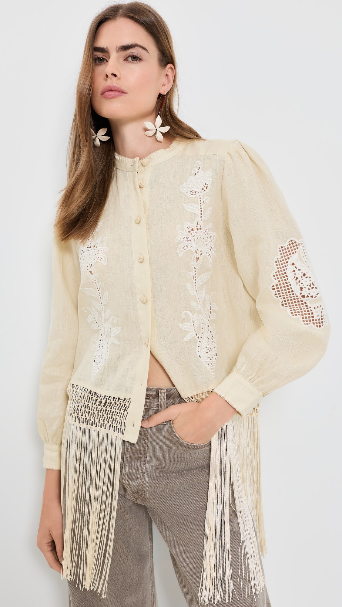 FARM Rio Sand Richilieu Long Sleeve Shirt | Shopbop | Shopbop