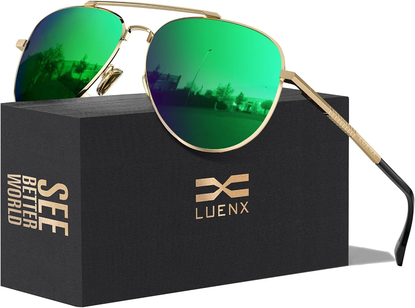 LUENX Aviator Sunglasses for Men Women Polarized Driving Classic Shades - UV 400 Protection with ... | Amazon (US)