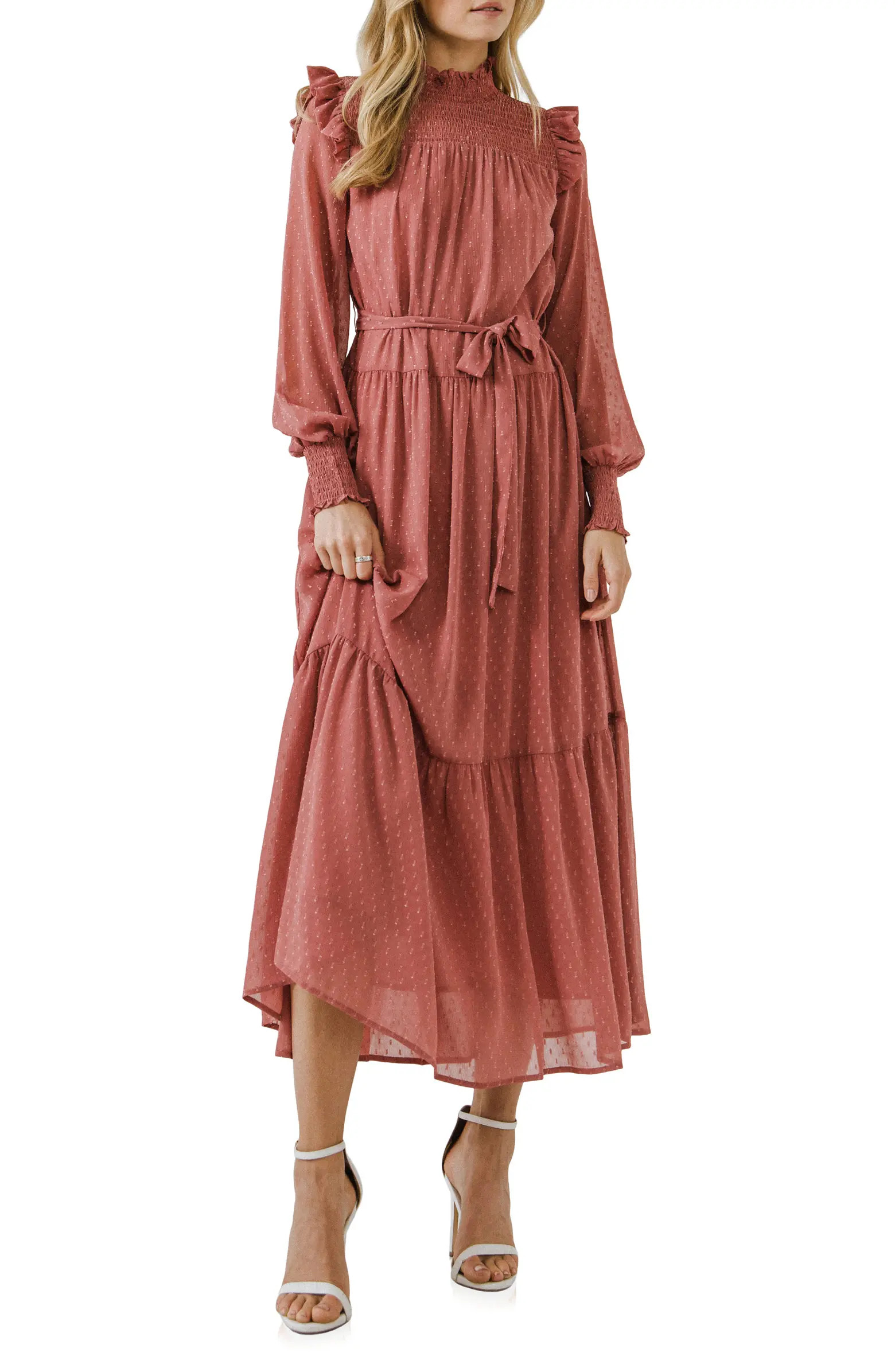 English Factory Smocked Swiss Dot Maxi Dress | Nordstrom | Nordstrom