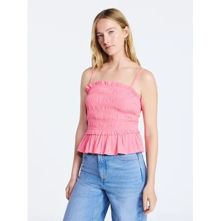 Free Assembly Women's Smocked Top with Peplum Hem, Sizes XS-XXL | Walmart (US)