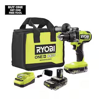 Black FridayRYOBIONE+ HP 18V Brushless Cordless 1/2 in. Hammer Drill Kit with (2) 2.0 Ah Batterie... | The Home Depot