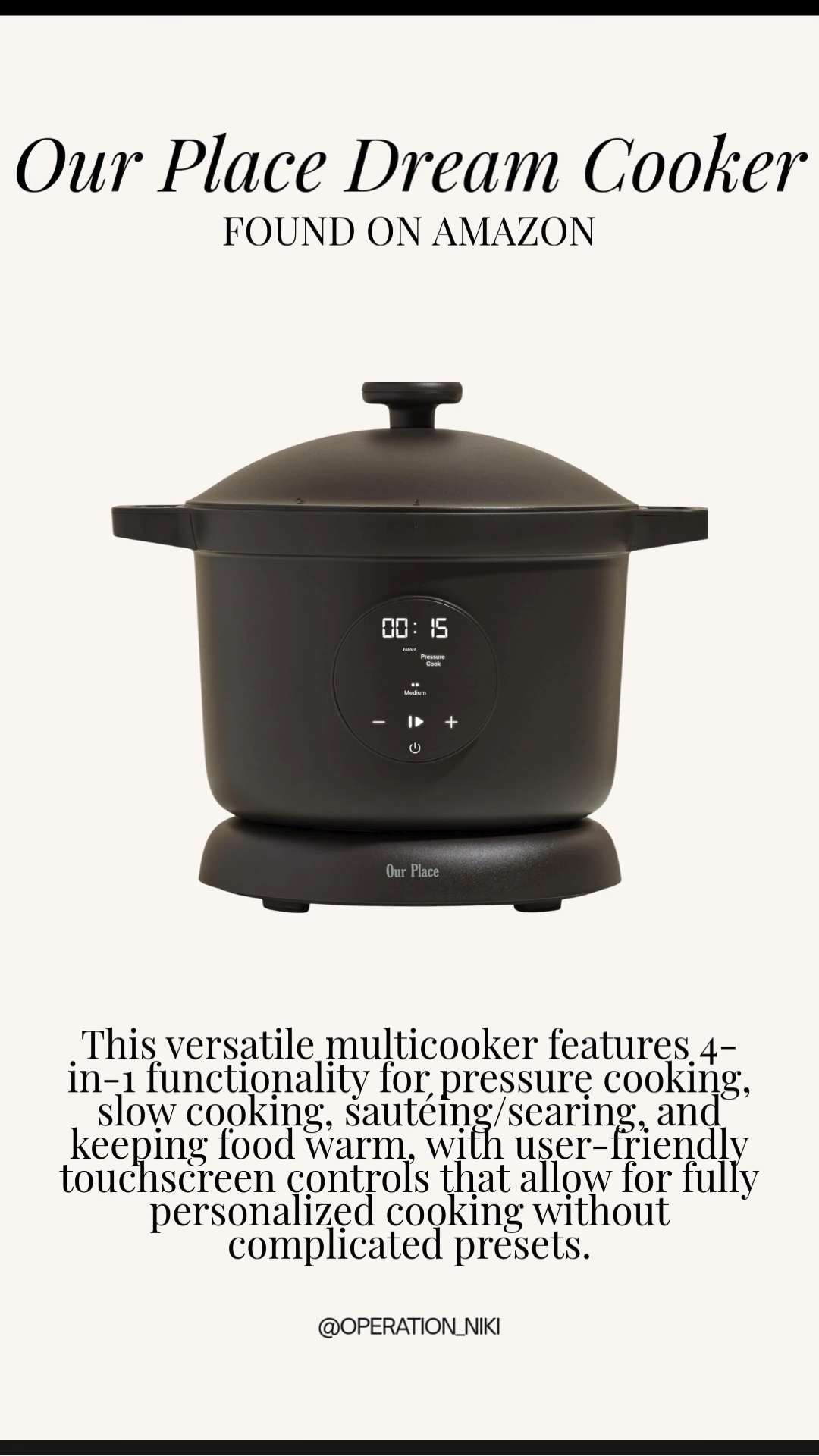 The Dream Cooker from Our Place makes everyday cooking easier and more efficient 🍲✨ Perfect for one pot meals, quick prep, and simplifying busy days without sacrificing quality. This is one of those kitchen upgrades that actually gets used.

Follow for more @OPERATION_NIKI on IG, TikTok, & Facebook
#ourplace #dreamcooker #kitchenessentials #amazonfinds #homecooking #cookwarefinds #kitchenorganization #amazonhome #operationniki 

 #LTKfoodie #LTKHome