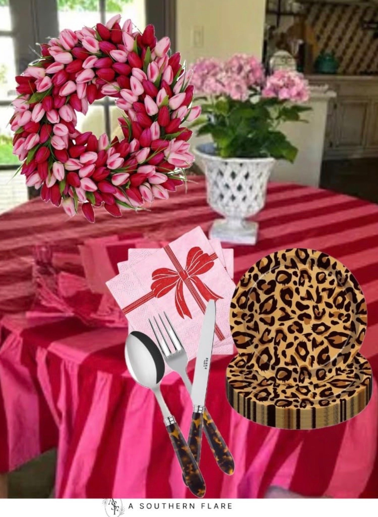 Spruce up your table setting with our chic pink tulip wreath and jungle-themed party supplies. Perfect for spring and summer gatherings! #SpringDecor #PartySupplies

#LTKHome #LTKFindsUnder50 #LTKmomlife