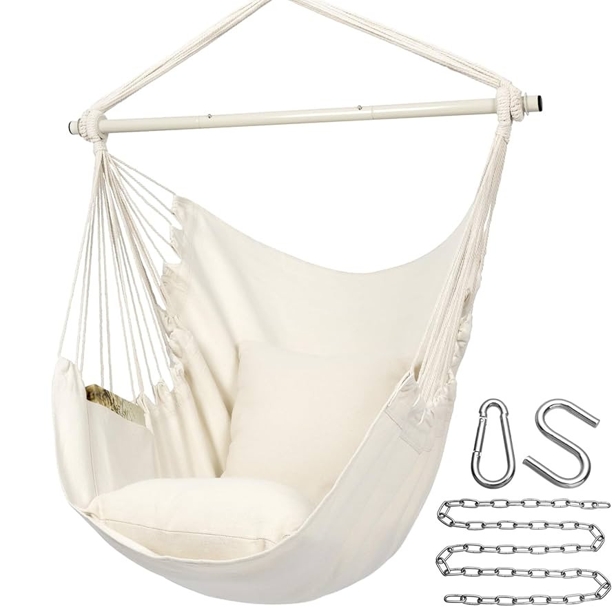 Y- STOP Hammock Chair Hanging Rope Swing Chair, Max 500 Lbs, 2 Seat Cushions Included, Removable ... | Amazon (US)