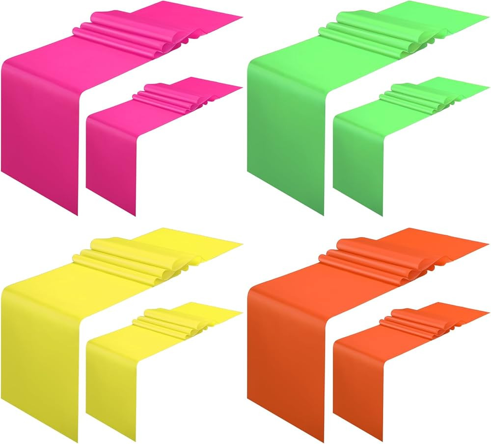 8 Pcs Neon Glow Party Table Runner Neon Party Supplies for Neon Party Supplies Fluorescent Neon B... | Amazon (US)