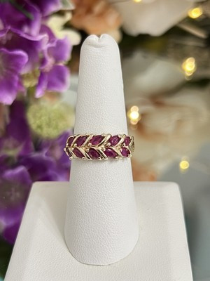 10k Yellow Gold Ladies Natural Ruby Cocktail Ring Band 6.75  | eBay | eBay US