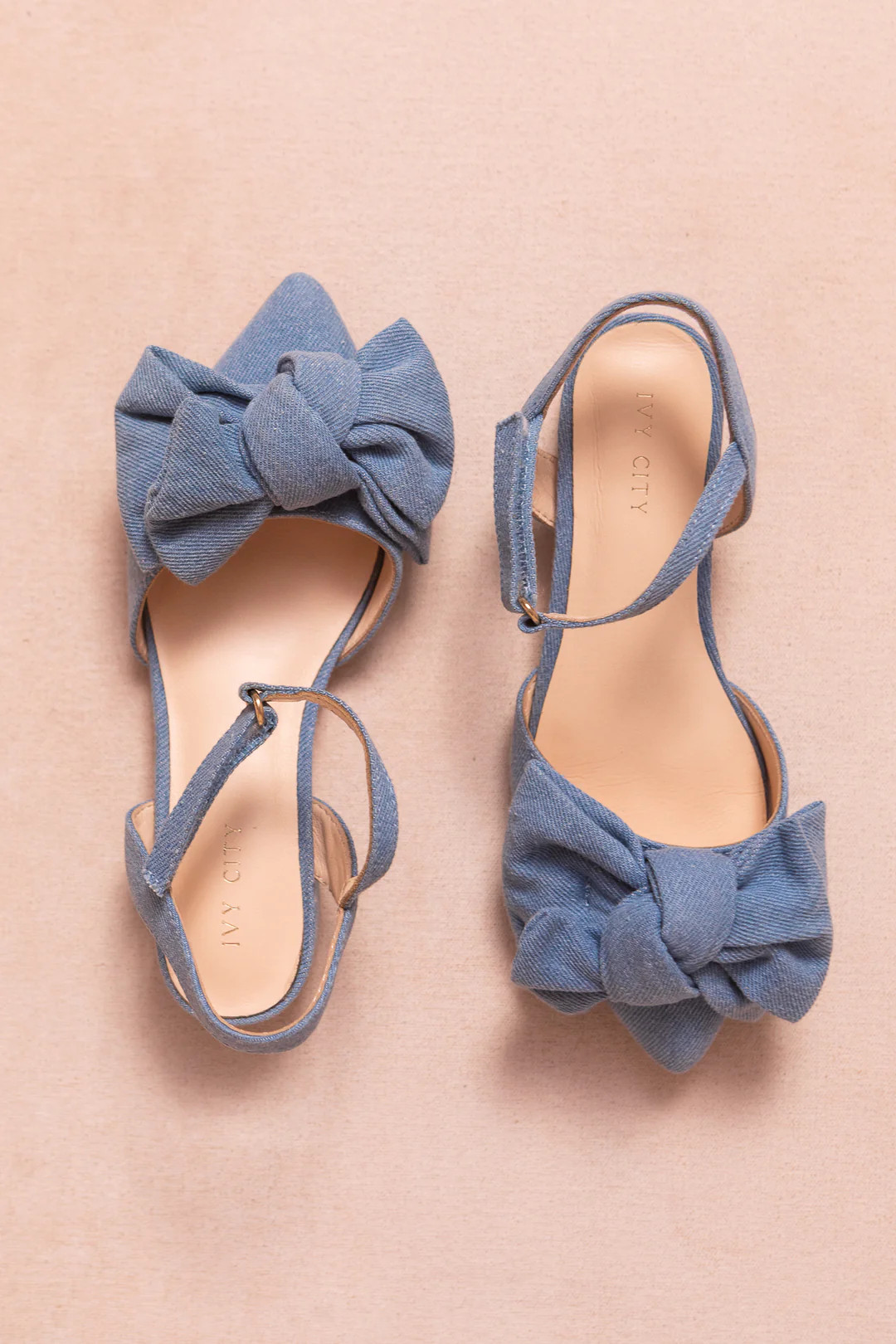 Mini Eloise Bow Heel in Denim | Ivy City Co