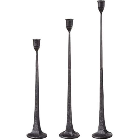 Set of 3 Mid-Century Modern Style Forged Iron Taper Candle Holder | Amazon (US)