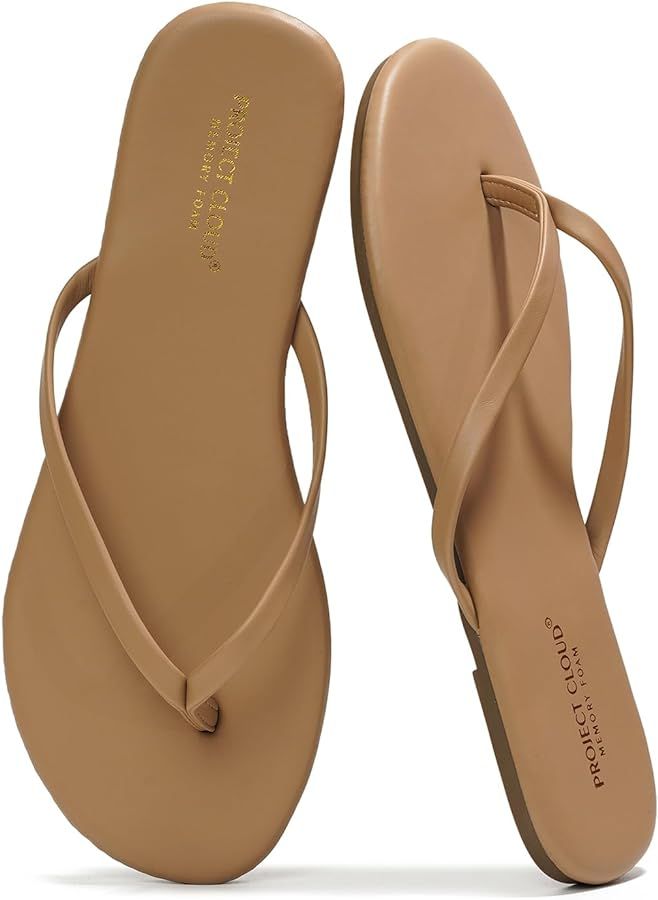 Leather Womens Sandals & Flip flops for Women - Non-Slip Sandals Women Summer Slippers Beach Esse... | Amazon (US)
