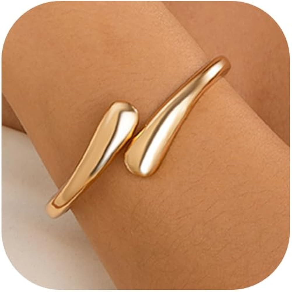 Ingemark Gold Bangle Bracelets for Women Twisted Hinged Waterdrop Cuff Bracelets Minimalist Open ... | Amazon (US)
