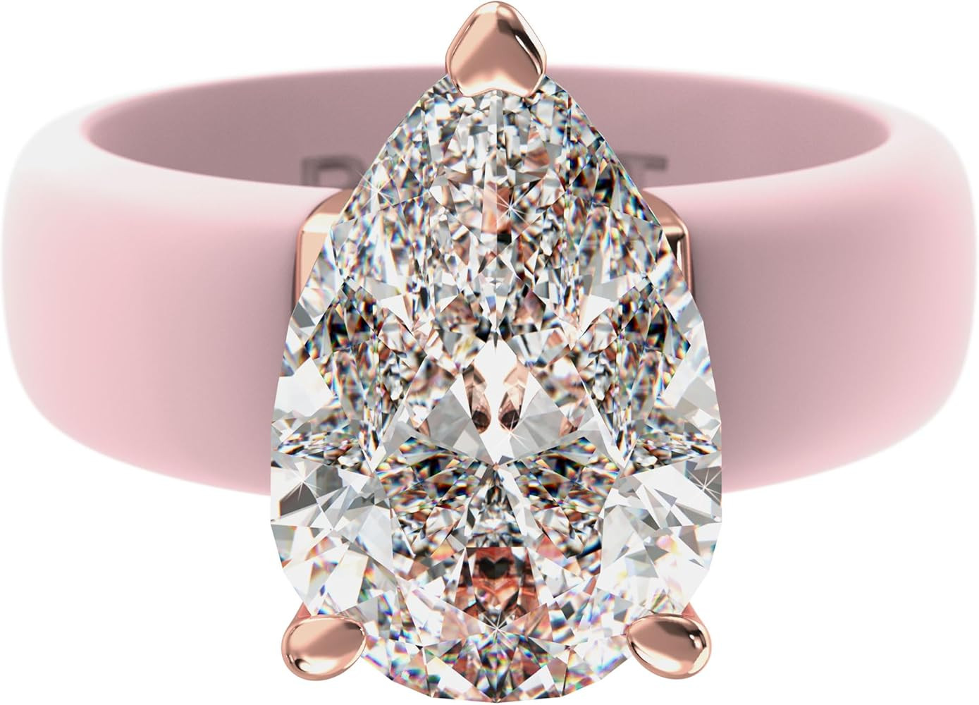 Rinfit Silicone Ring with Stone - Pear Cut Cubic Zirconia Solitaire Engagement Ring for Women - R... | Amazon (US)