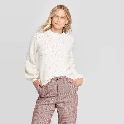 Women's Crewneck Pullover Sweater with Pearl Buttons - Who What Wear™ | Target