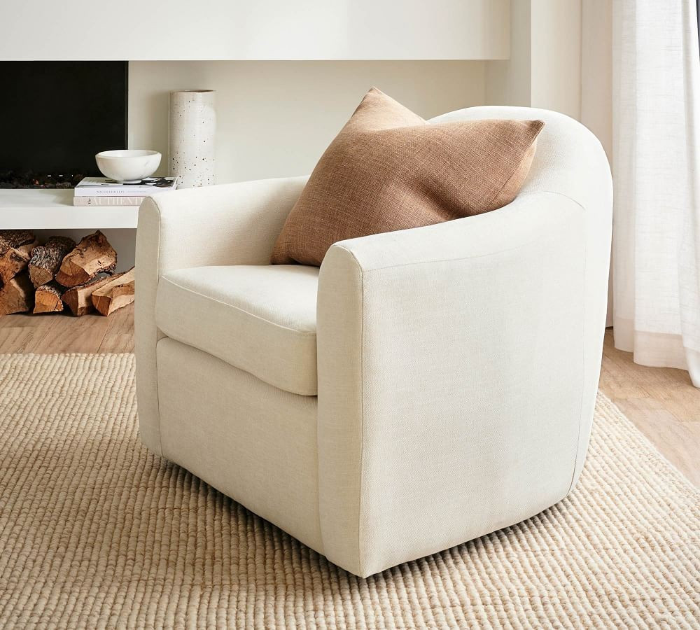 Gideon Upholstered Swivel Armchair | Pottery Barn (US)