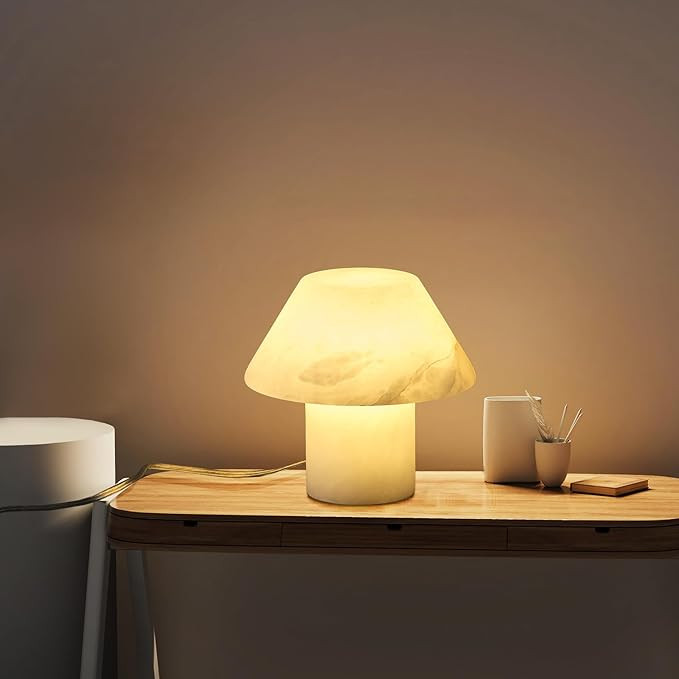 Alabaster Mushroom Lamp- Small Bedside Table Lamp,Modern Nightstand Table Lamp for Bedroom,Cute S... | Amazon (US)
