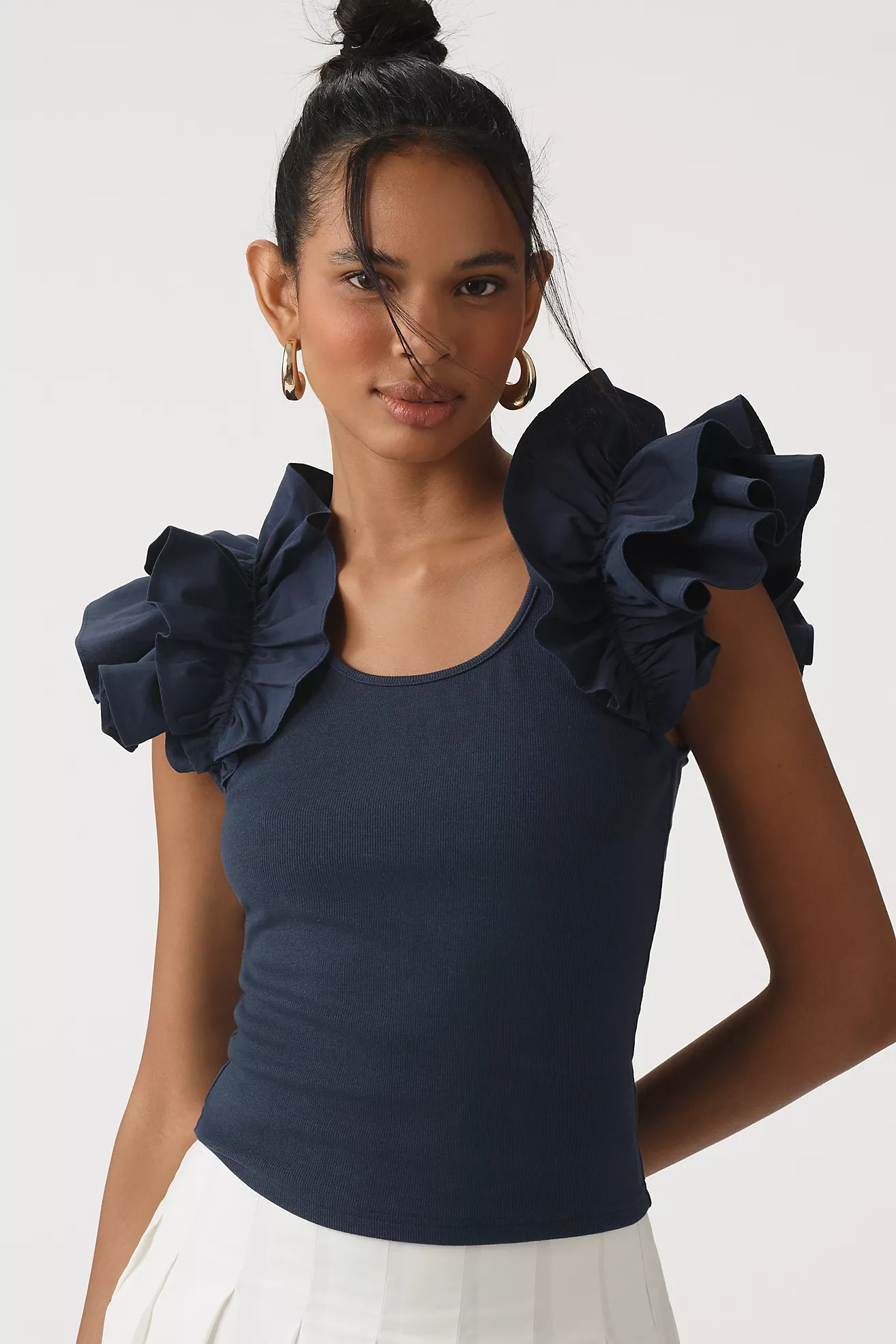 English Factory Ruffle-Sleeve Top | Anthropologie (US)