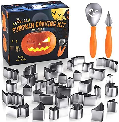 Fenvella Pumpkin Carving Kit 23 PCS, Heavy Duty Stainless Steel Pumpkin Carver Set, DIY Halloween... | Amazon (US)