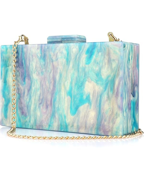 YYW Acrylic Clutch Purses for Women Wedding : Multicolor Evening Crossbody Bag Marbling Handbags ... | Amazon (US)