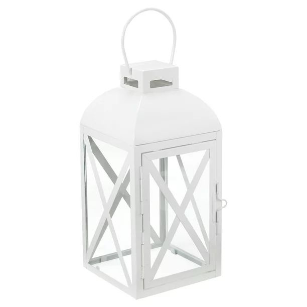 Mainstays White Medium Metal Candle Holder Lantern | Walmart (US)