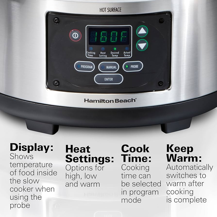 Hamilton Beach Portable 6 Quart Digital Programmable Slow Cooker Lock, Dishwasher Safe Crock & Li... | Amazon (US)