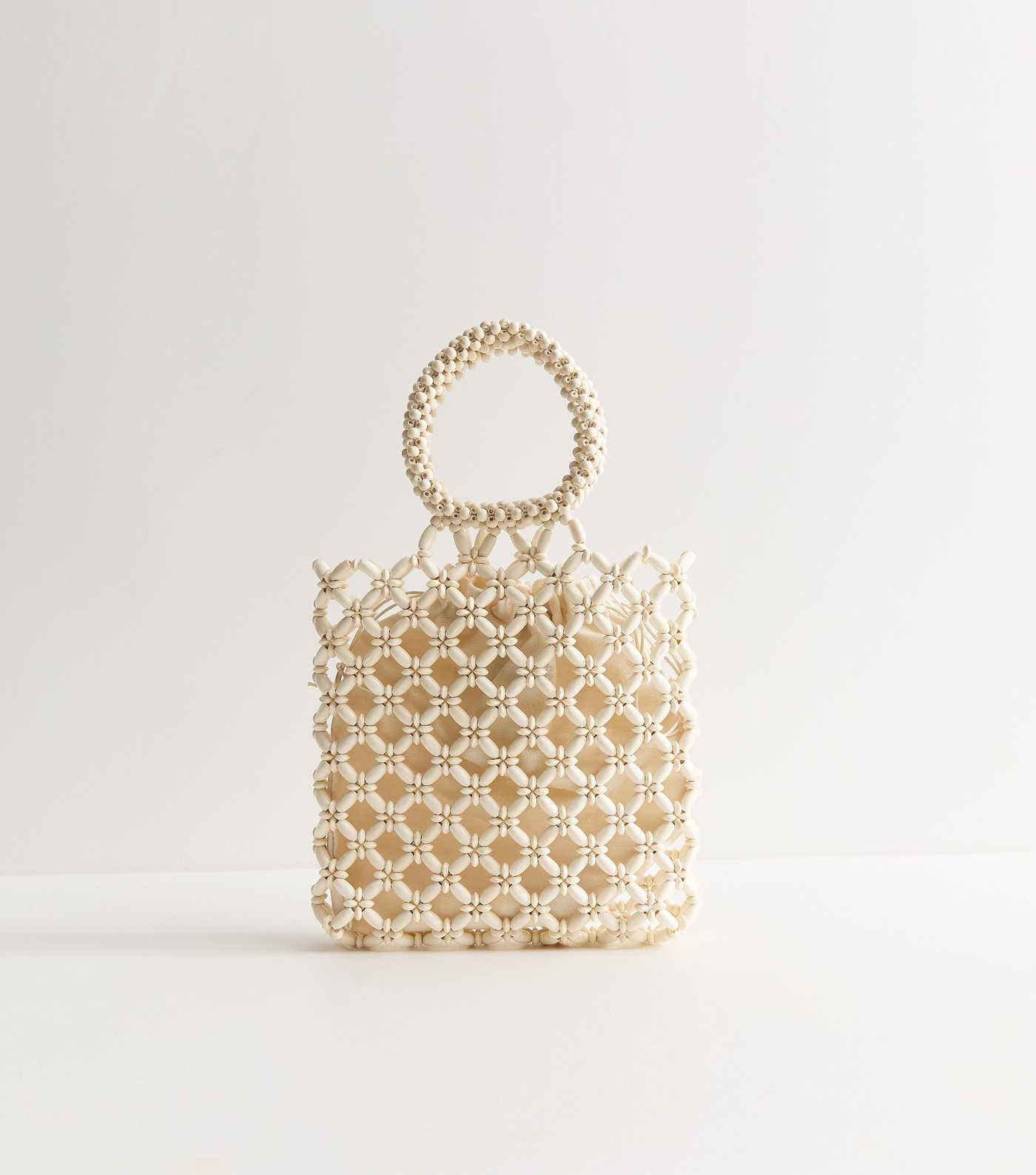 Cream Beaded Top Handle Grab Bag | New Look | New Look (UK)