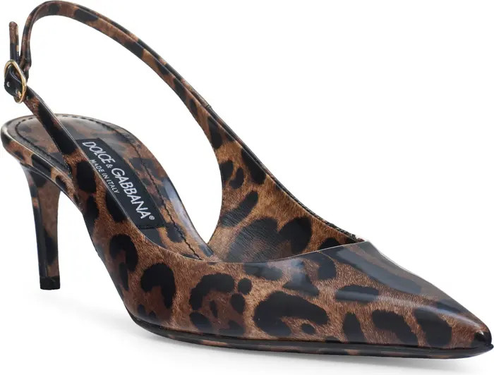 Lollo Leopard Print Pointed Toe Slingback Pump (Women) | Nordstrom