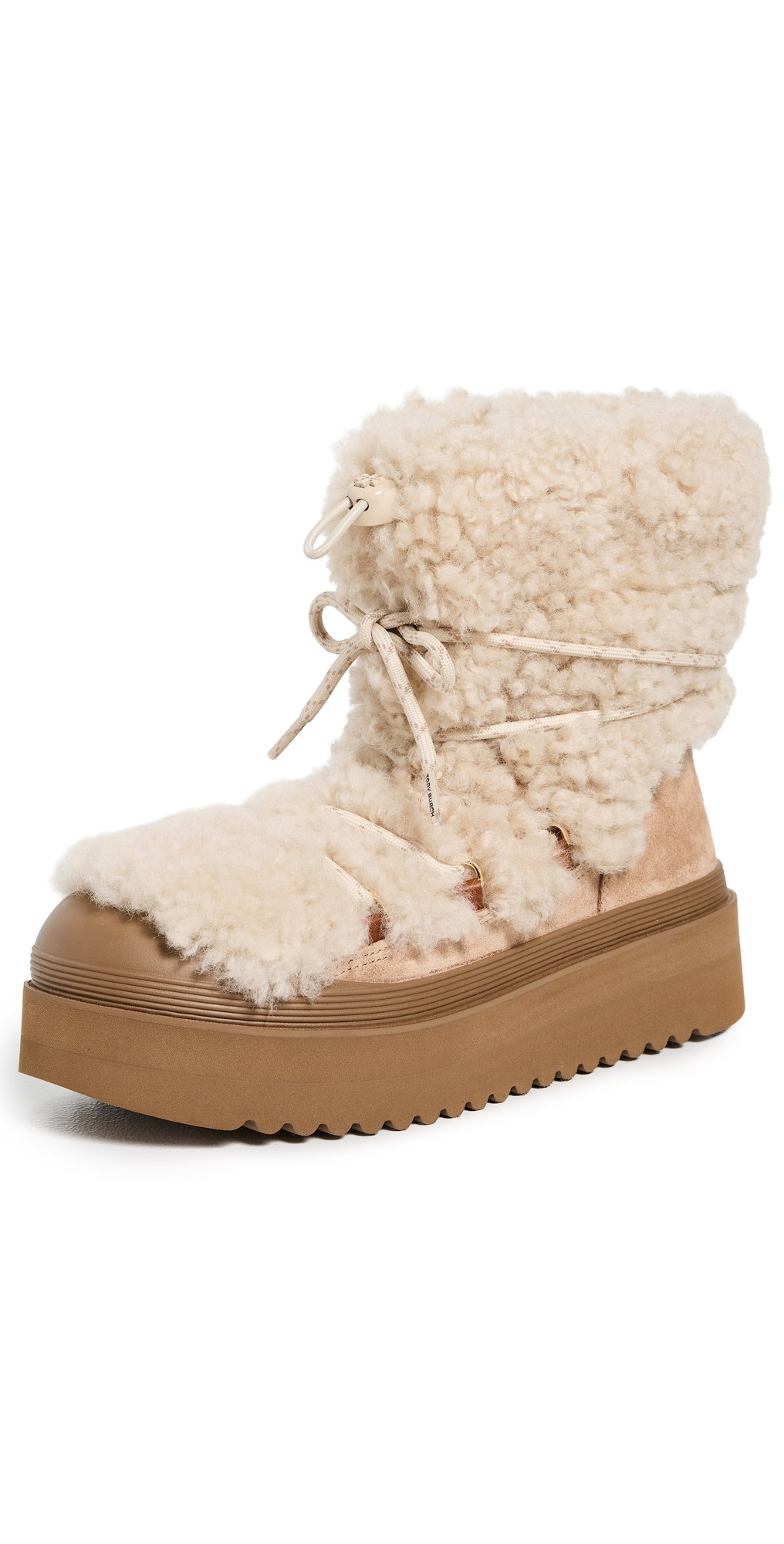 Tory Burch Mellow Shearling Lace Up Boots Buttermilk/Light Chestnut 7.5 | Shopbop