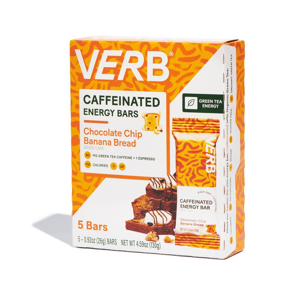 Verb Caffeinated Energy Bars - Chocolate Chip Banana Bread - 5ct/4.6oz | Target