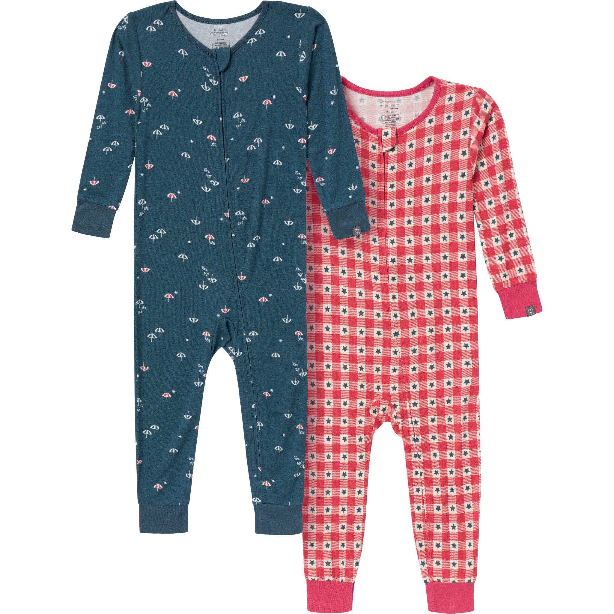 2-Pack Baby & Toddler Neutral Blue Umbrella Viscose Snug Fitting Footless Pajamas | Gerber Childrenswear