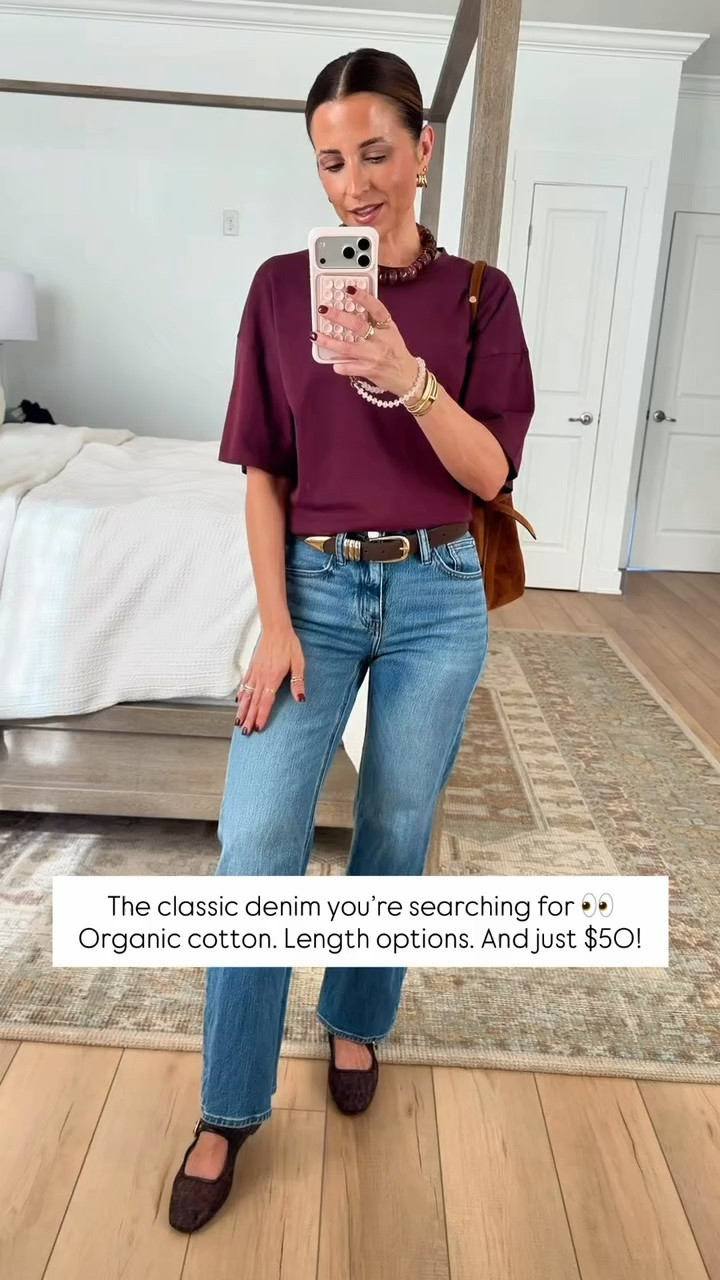 My elevated casual ootd here! Fall outfit. Everyday outfit. Mom outfit. Casual outfit. I love this straight leg jeans in 24 short. Aritzia Barclays cinched t-shirt in 2XS. Target belt in XS. Leopard mesh ballet flats are TTS. Suede bucket bag.

#LTKootd #LTKSeasonal #LTKgrwm