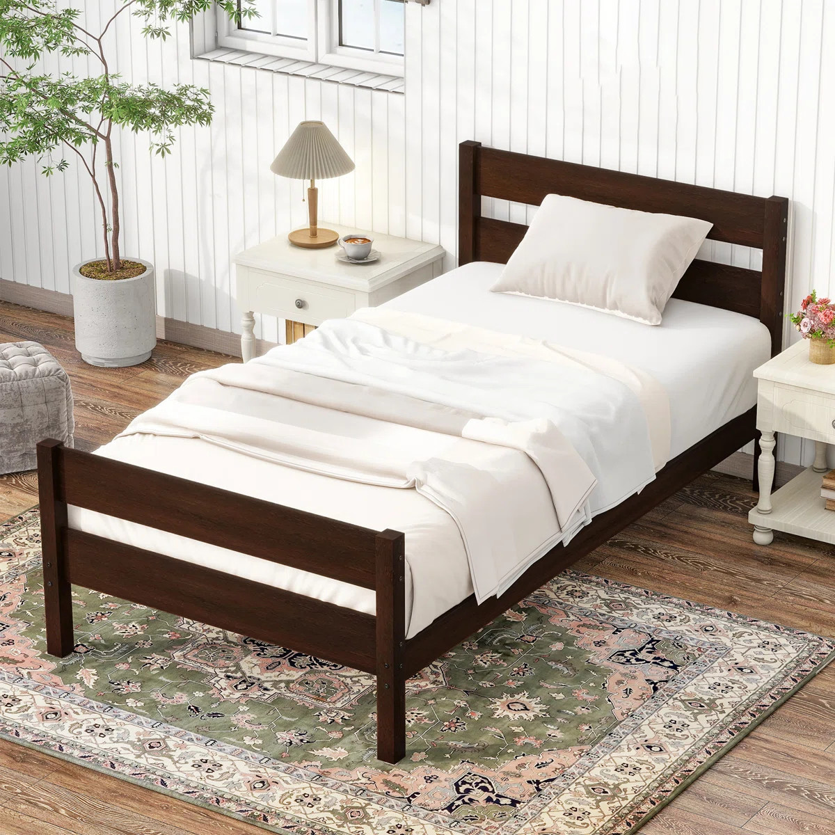 Wood Platform Standard Bed Twin Bed With Headboard And Footboard | Wayfair North America