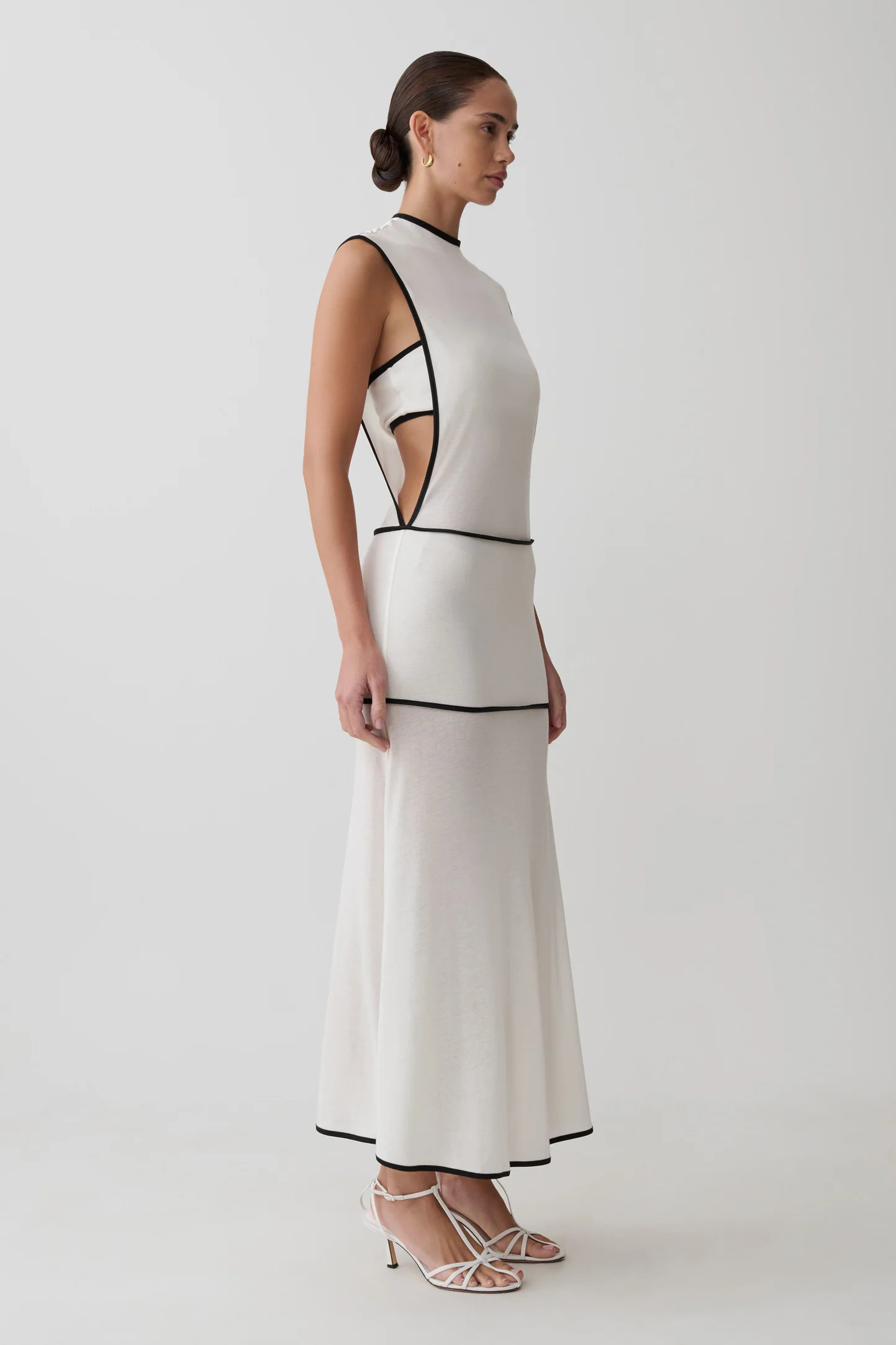 Aris Sleeveless Sheer Maxi Dress - Black/White | Meshki UK
