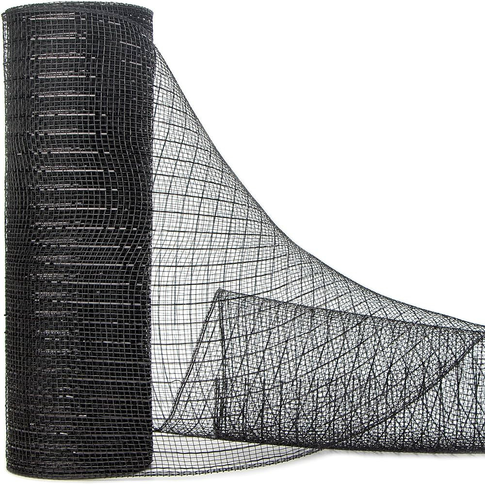 Ribbli Black Metallic Mesh Ribbon, 10 inch x 30 feet(10Yard), Black with Black Foil, Use for Wrea... | Amazon (US)