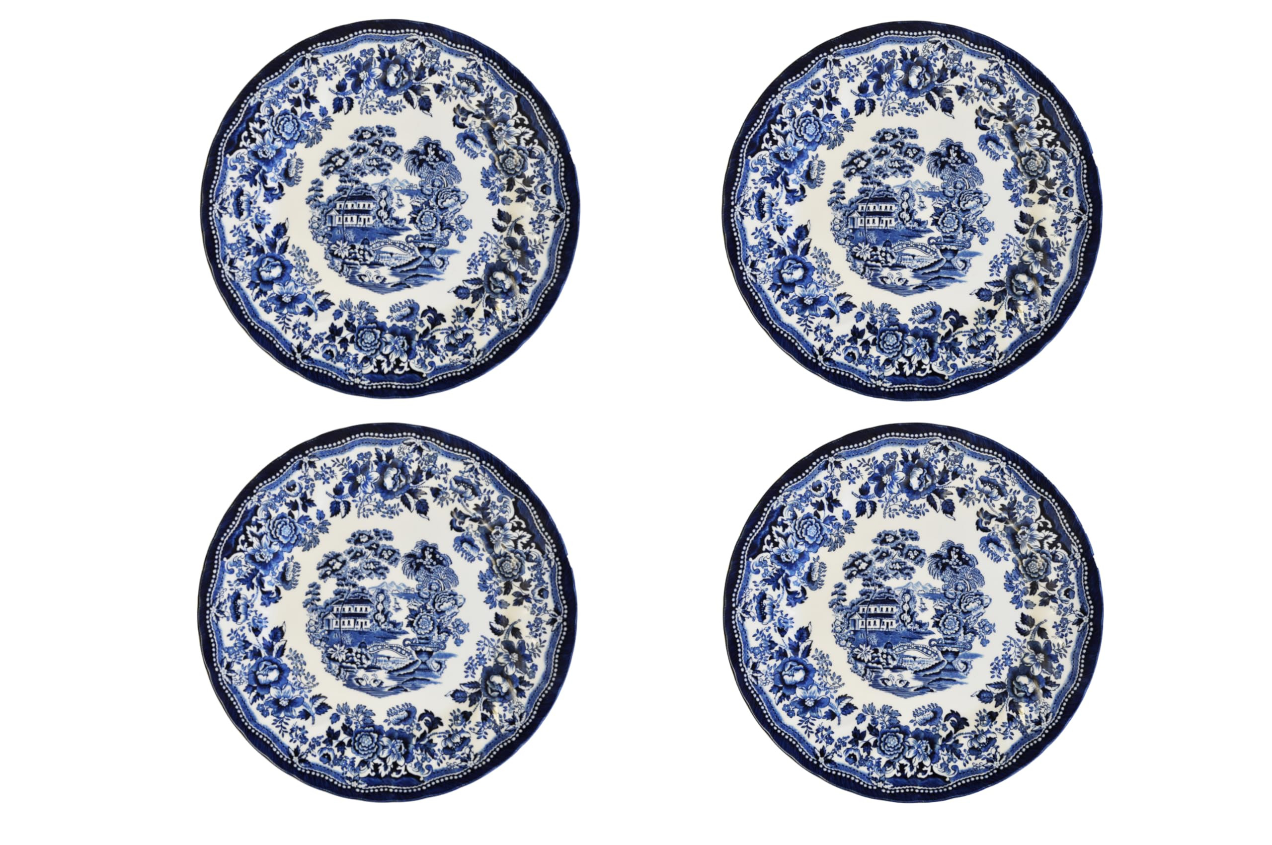 Churchill New Royal Wessex Tonquin Blue Chelsea 10" Dinner Plate - Set of 4, Made in England | Amazon (US)