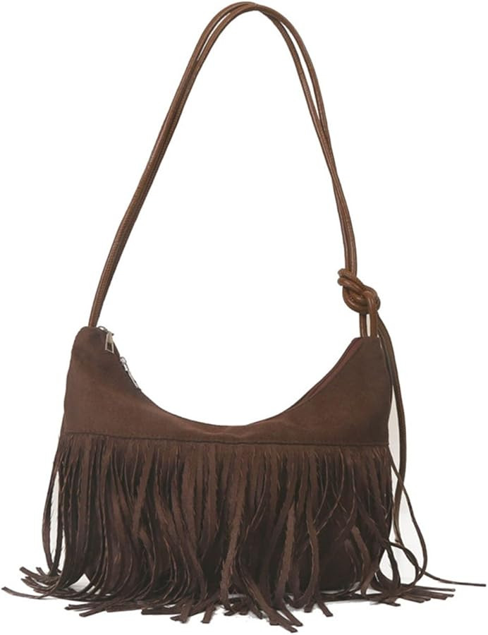 CORIOS Vintage Fringe Handbag Women Messenger Top-Handle Bag with Tassel Suede Shoulder Crossbody... | Amazon (US)
