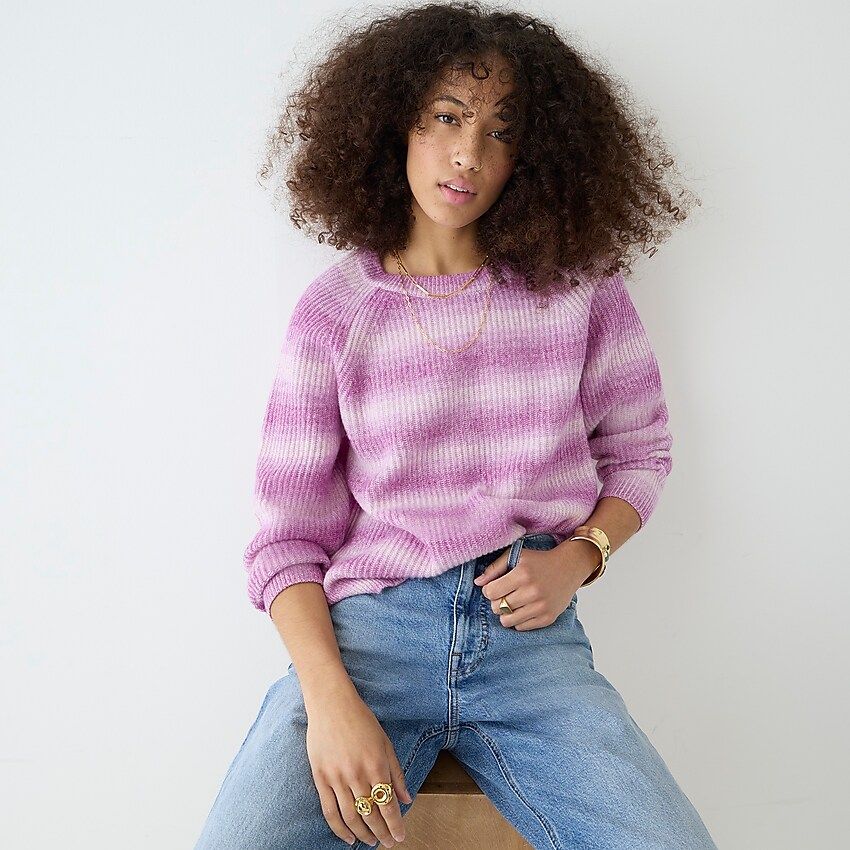 Ribbed cashmere oversized crewneck sweater in space dye | J.Crew US