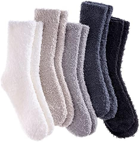 LANLEO 5/6 Pairs Womens Super Soft Fuzzy Plush Warm Winter Home Sleeping Slipper Socks | Amazon (US)