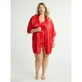 Joyspun Women’s Lace Trim Satin Robe, Sizes S to 3X | Walmart (US)