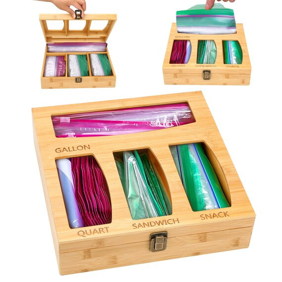 Wood Sandwich Bag Drawer Organizer  Bamboo Baggie Organizer  | Etsy Canada | Etsy (CAD)