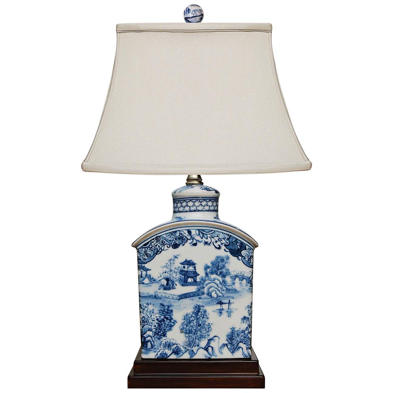 Elison 17 1/2"H Blue and White Porcelain Tea Jar Table Lamp | Lamps Plus