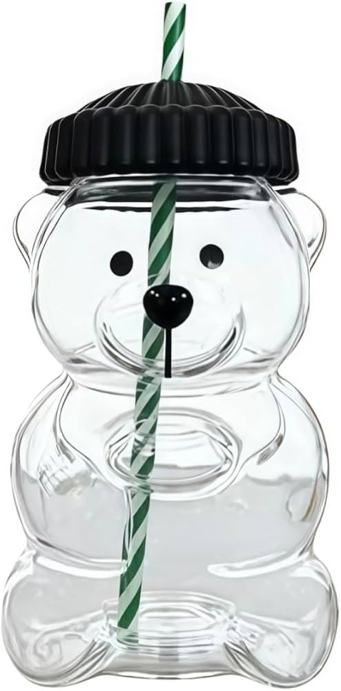 Bear Straw Cup，Animal Shaped Glass Straw Cup，Honey Bear Cup with Straws, Cute Mugs for Coffee... | Amazon (US)
